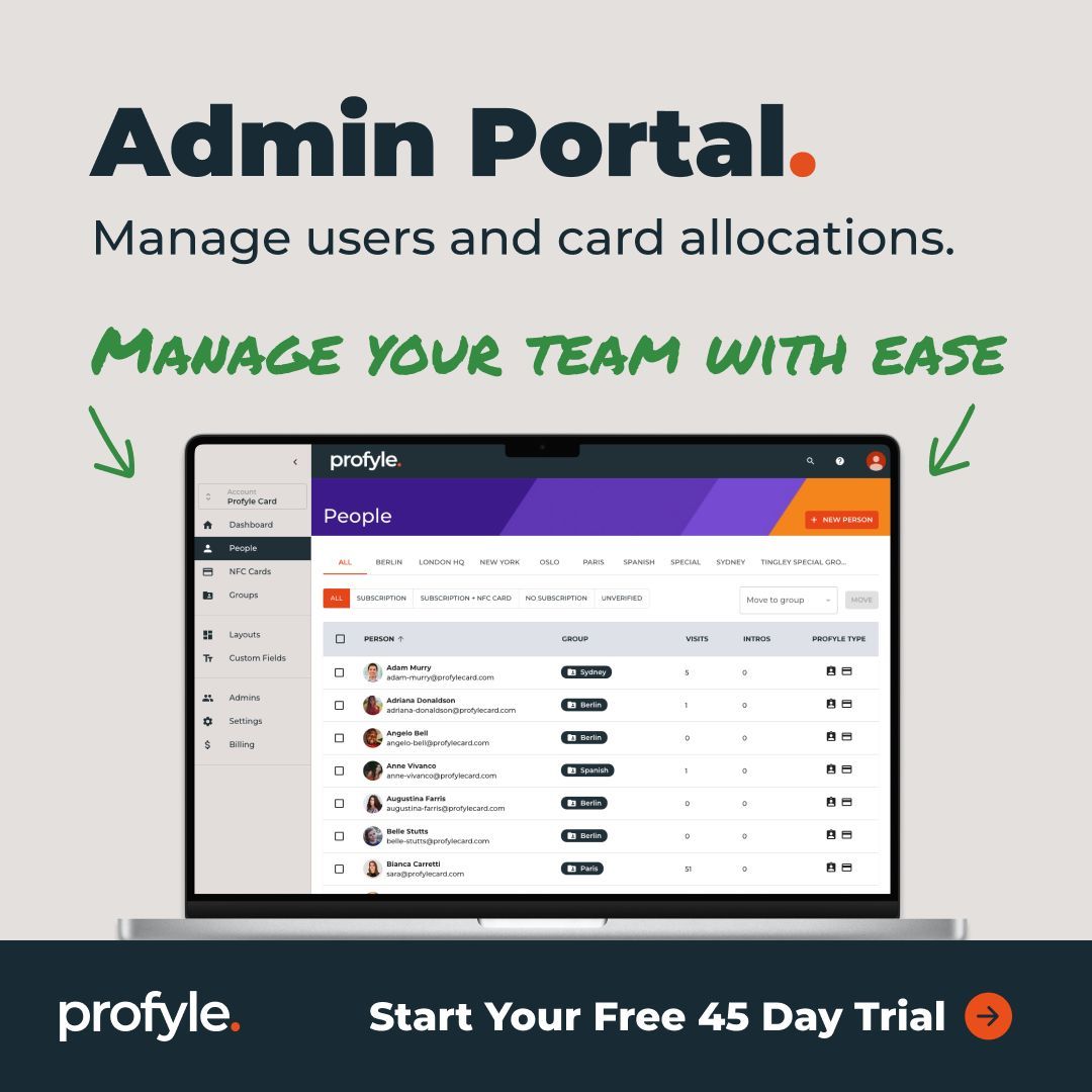 profylecard's tweet image. Streamline team management with our Admin Portal! 🌐 Manage users &amp;amp; digital card allocations easily. Start your Free 45-Day Trial today! go.profyle.cards/4K0seS  #TeamManagement #DigitalBusinessCards #AdminTools