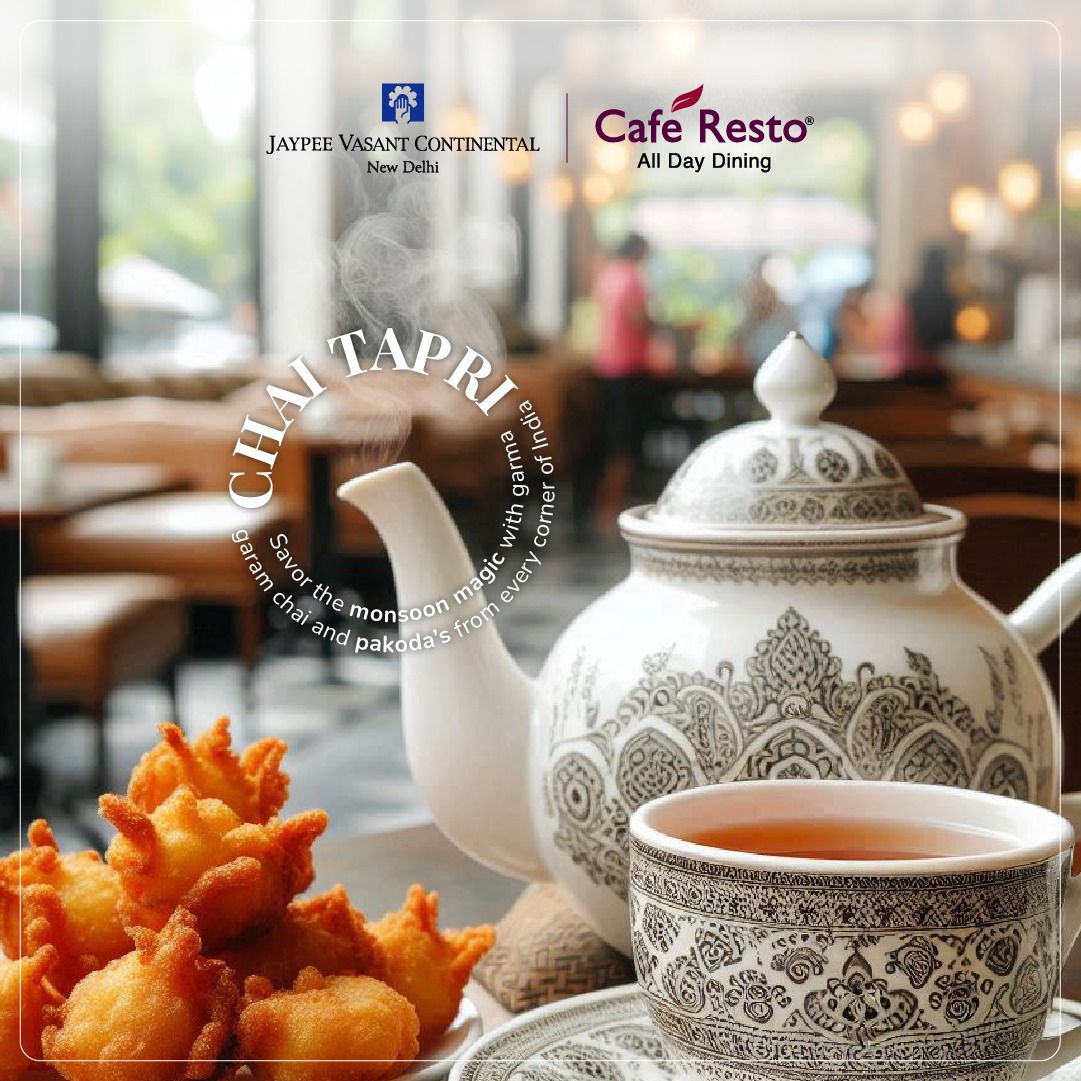 jaypeehotels's tweet photo. Monsoon magic meets garma garam chai at Chai Tapri! 🫖☔ Join us at Café Resto, Jaypee Vasant Continental, from 27th July to 17th August, 3 PM to 7 PM. Perfect tea vibes await!

#JaypeeVasantContinental #ChaiTapri #TeaLovers #MonsoonMagic #DelhiEvents https://t.co/jZzuOTUOWe