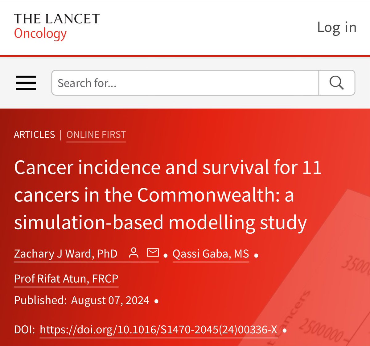 Yüksel Ürün (@dryukselurun) on Twitter photo Cancer survival rates show a stark 15-fold disparity within Commonwealth countries. Scaling up treatment, imaging, and quality care is essential to bridge the gap. <a href="/RifatAtun/">Rifat Atun</a>
#cancercontrol #globalhealth
<a href="/OncoAlert/">OncoAlert</a> <a href="/HarvardChanSPH/">Harvard T.H. Chan School of Public Health</a>
<a href="/TheLancetOncol/">The Lancet Oncology</a> #Oncology Cancer survival rates show a stark 15-fold disparity within Commonwealth countries. Scaling up treatment, imaging, and quality care is essential to bridge the gap. <a href="/RifatAtun/">Rifat Atun</a>
#cancercontrol #globalhealth
<a href="/OncoAlert/">OncoAlert</a> <a href="/HarvardChanSPH/">Harvard T.H. Chan School of Public Health</a>
<a href="/TheLancetOncol/">The Lancet Oncology</a> #Oncology
