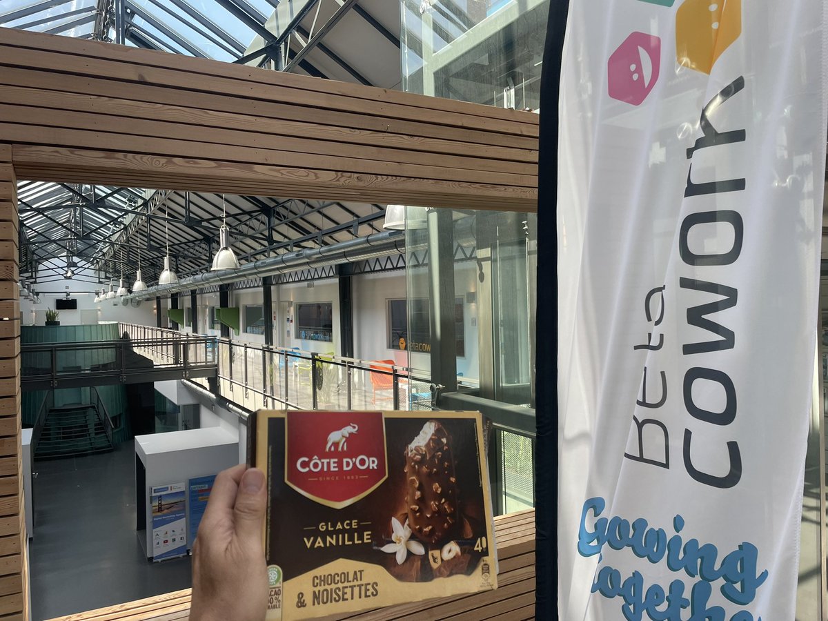 Toon's tweet photo. If you’re a “knowledge worker” looking for a cool place to work in Brussels during this heatwave , you can test @betacowork for free today and tomorrow (incl airco, wifi &amp; silence). No strings attached. Looking forward to welcome you. https://t.co/H15IUauibH