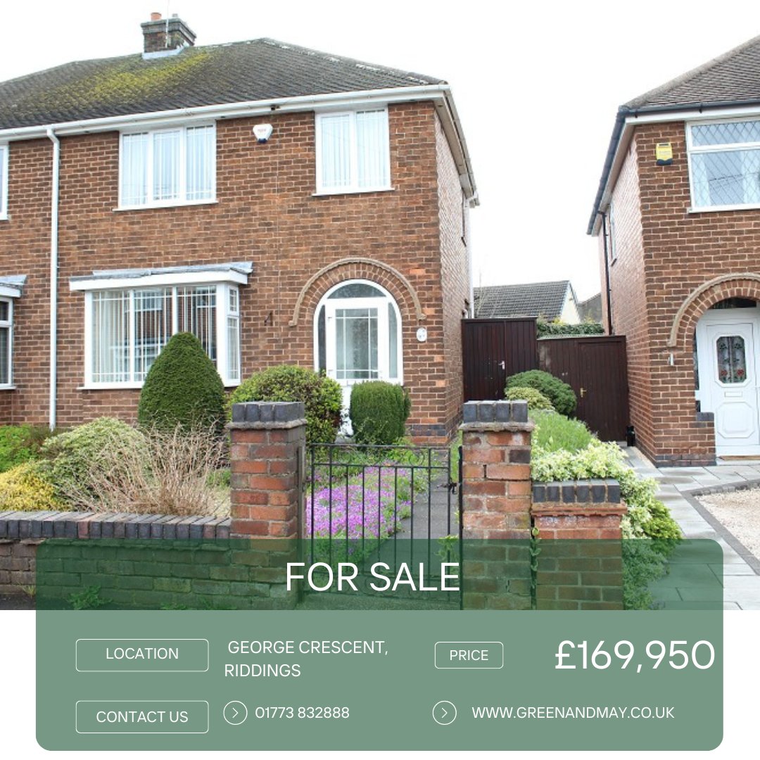 GreenAndMay's tweet image. 🏡 For Sale on George Street: This lovely home offers plenty of space and potential, with the added benefit of no upward chain. 

#Riddings DE55 4AL
£169,950
Full details and photographs 📷: greenandmay.co.uk/property/?ref=…
Call  01773 832888 to view this property