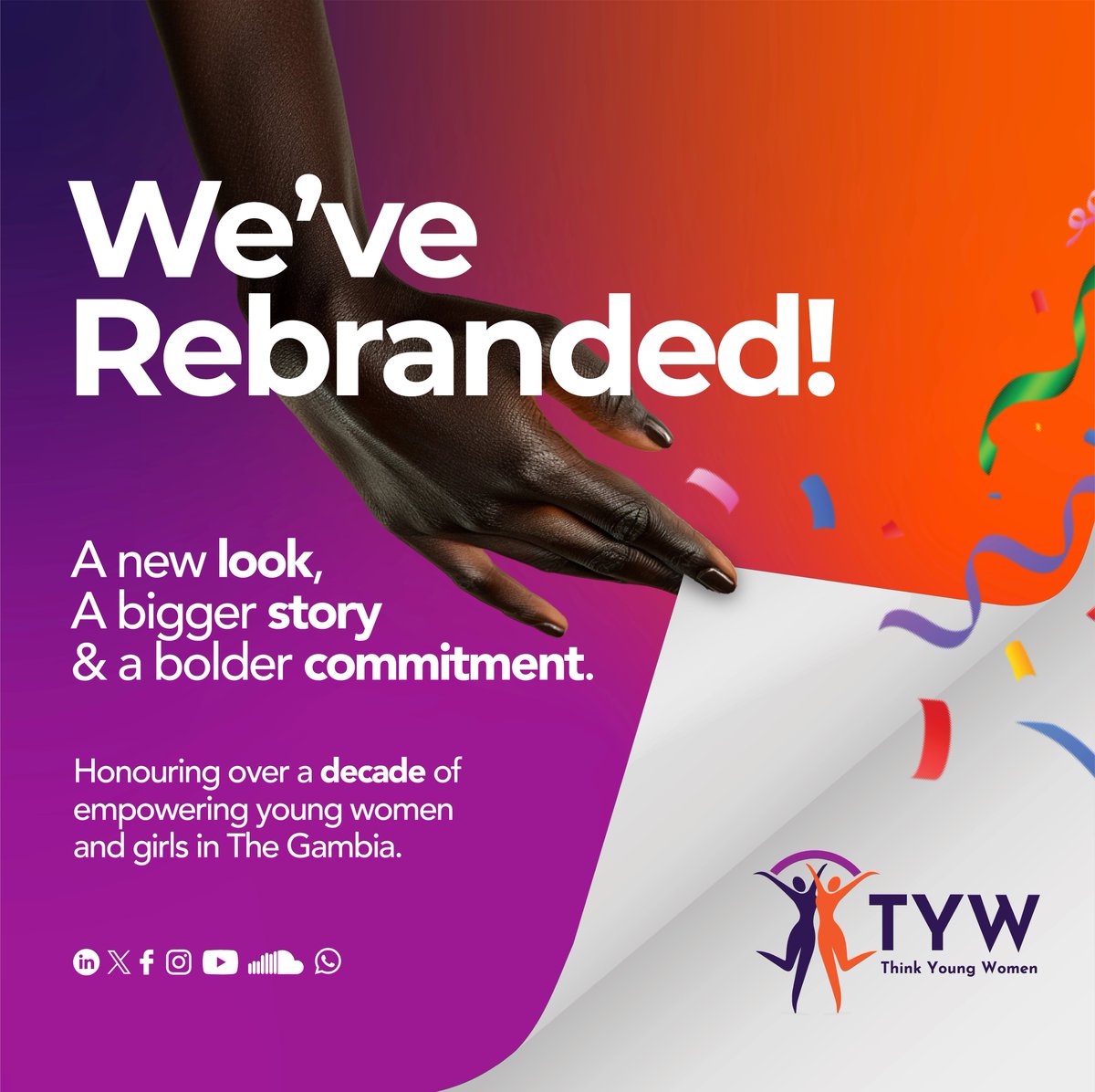 We've got news!

On #IYD2024, we're thrilled to unveil our new look after years of reflecting on our growth &amp; bold aspirations for the future. 

For over a decade, we've been empowering young women &amp; girls in The #Gambia and we feel that it is time for a refresh.

#FeministFuture
