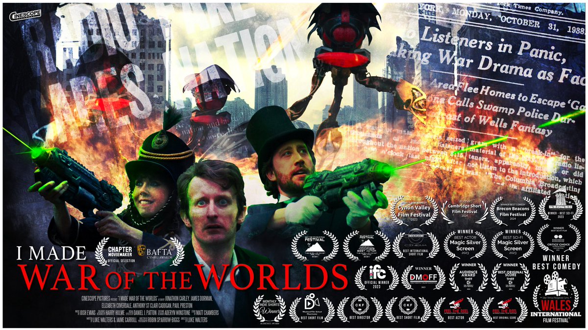 Cinescope (@cinescopeltd) on Twitter photo At midday on the 12th of August “I Made War of the Worlds” finally arrives!
After winning 21 film festival awards world wide the film is finally here for everyone to watch on YouTube!
Available at:
youtu.be/8bT--2H3zjs
<a href="/Jonathon_Carley/">Jonathon Carley</a>
#waroftheworlds #indiefilm #comedy At midday on the 12th of August “I Made War of the Worlds” finally arrives!
After winning 21 film festival awards world wide the film is finally here for everyone to watch on YouTube!
Available at:
youtu.be/8bT--2H3zjs
<a href="/Jonathon_Carley/">Jonathon Carley</a>
#waroftheworlds #indiefilm #comedy