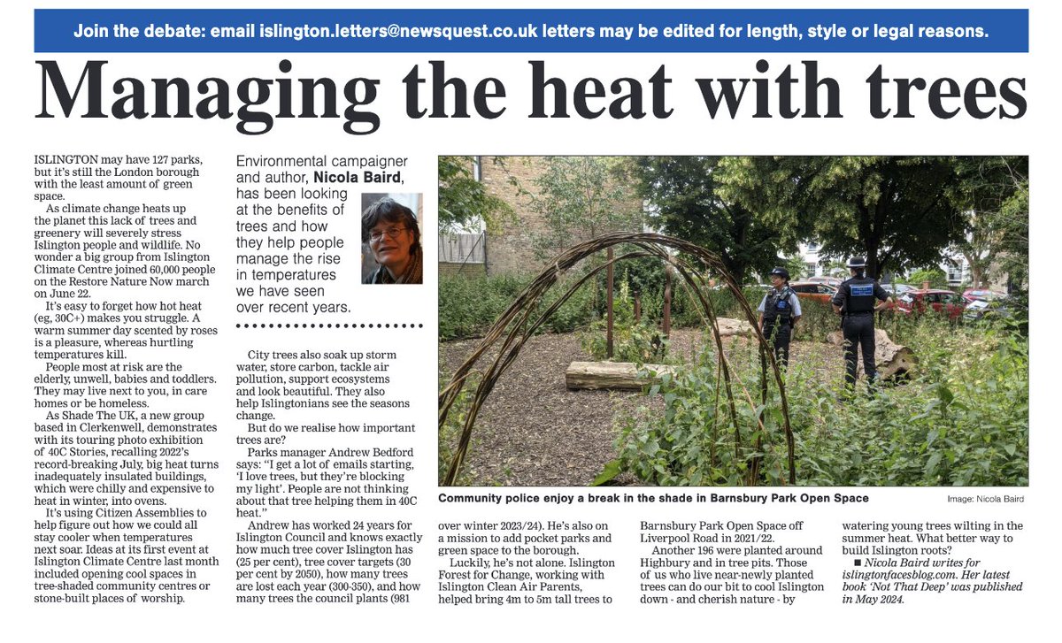 Dealing with heat! Wrote this on 11/7/24 for <a href="/islingtongztte/">Islington Gazette</a> fyi #shadetheuk