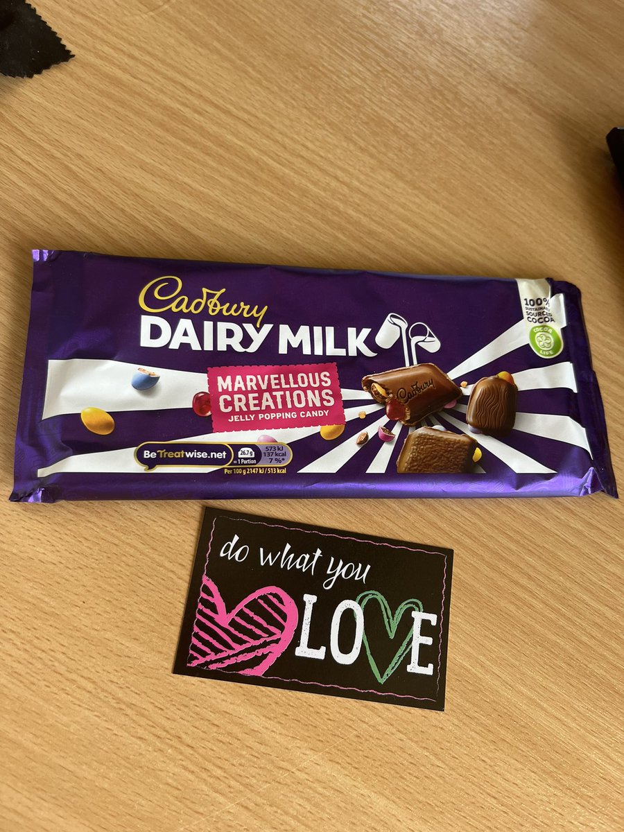 JaneLambertECG's tweet image. Thank you to the secret chocolate fairy who put this on my desk for my return 🥰🥰 #BestTeam