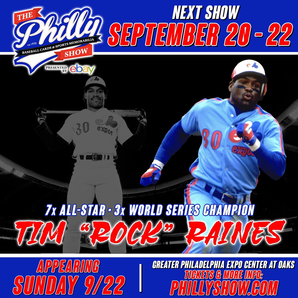 Philly_Show's tweet photo. ‼️Tim Raines is coming to the September Philly Show!‼️
⚡More announcements and tickets coming soon at https://t.co/66ZOcjtjGM!!⚡
#linkinbio
#phillyshow #thephillyshow #baseball #baseballhof #timraines #worldserieschamps #cardshow #allstar #thehobby #mlb #phhiladelphia https://t.co/Hkbo4UQuWN