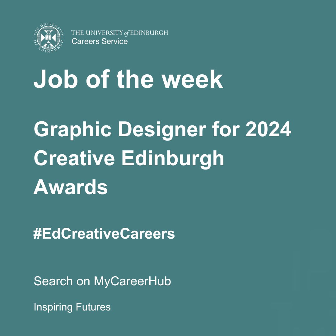 University of Edinburgh Careers Service (@uofedcareers) on Twitter photo #JoboftheWeek <a href="/CreativeEdin/">Creative Edinburgh</a> are seeking a graphic designer to join their team for the 2024 Creative Edinburgh Awards. To find out more and to apply visit MyCareerHub: edin.ac/3ywZLXz #EdCreativeCareers #JoboftheWeek <a href="/CreativeEdin/">Creative Edinburgh</a> are seeking a graphic designer to join their team for the 2024 Creative Edinburgh Awards. To find out more and to apply visit MyCareerHub: edin.ac/3ywZLXz #EdCreativeCareers