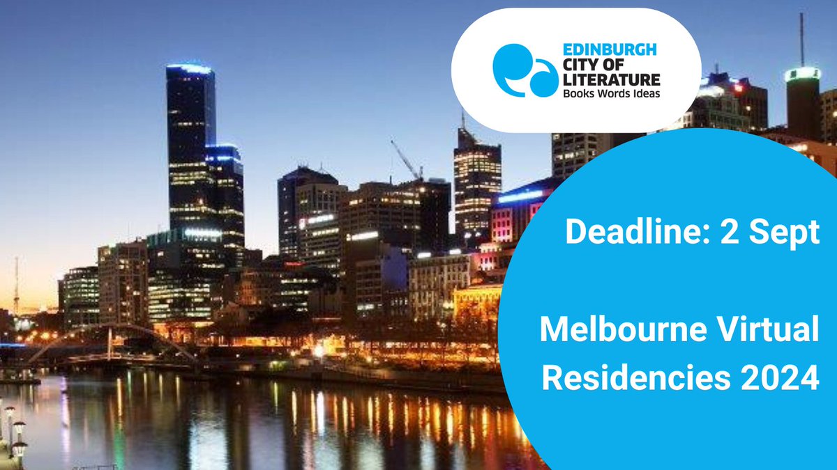 City of Literature (@edincityoflit) on Twitter photo 📣Writers, would you benefit from a virtual residency with a Melbourne-based organisation? 🇦🇺
Our friends at <a href="/MelCityofLit/">City of Literature</a> have opened the applications for their 2024 virtual residencies with an imminent deadline - 2 Sept 2024.
For more information: cityofliterature.com/melbourne-city… 📣Writers, would you benefit from a virtual residency with a Melbourne-based organisation? 🇦🇺
Our friends at <a href="/MelCityofLit/">City of Literature</a> have opened the applications for their 2024 virtual residencies with an imminent deadline - 2 Sept 2024.
For more information: cityofliterature.com/melbourne-city…