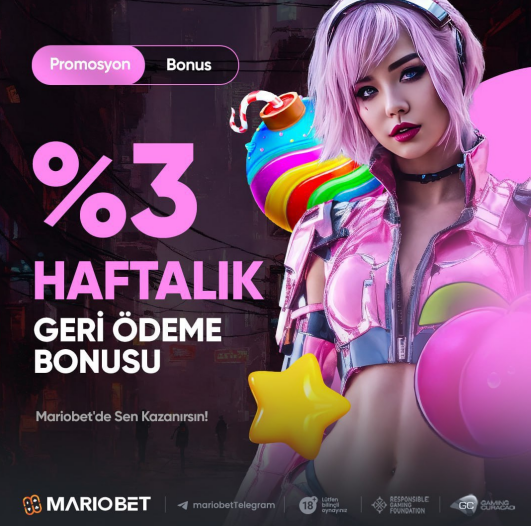 Mariobet Haftalık Geri Ödeme Bonusu Aktif!

Mariobet'te heyecana ara verme, hemen haftalık kayıp bonusunu al ve kazanmaya devam et!
Mariobet'e giriş yap haftalık geri ödeme bonusunu hemen al ve hız kesmeden kazanmaya başla!