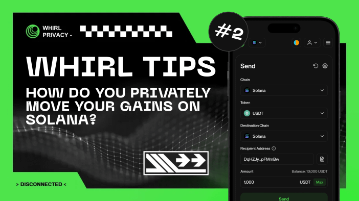 WhirlPrivacy's tweet photo. #2 - Privacy Tips

How do you privately move your gains on Solana?

This thread shows you step-by-step, how to anonymously send profits to another wallet using Whirl 🌪

The perfect tool to avoid copytraders 🕵️‍♂️ https://t.co/3XSYSg1KKq