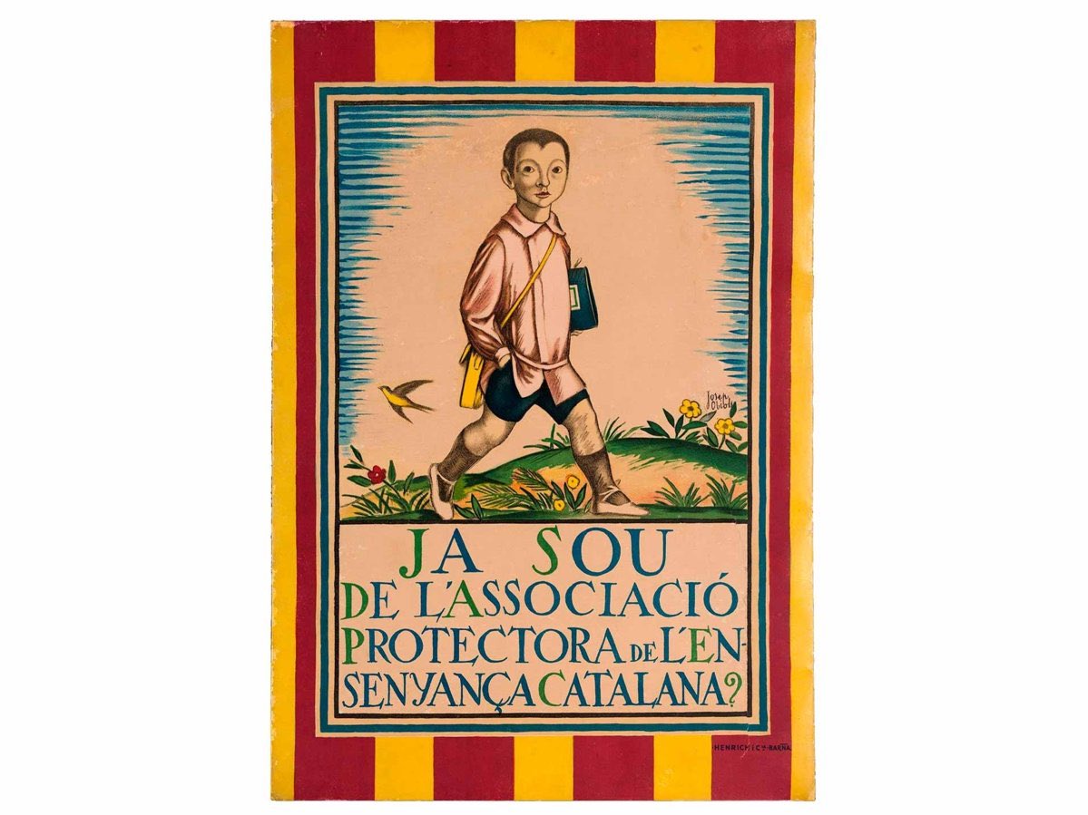 I era com al cartell de l'Obiols,
aquell que diu: 
   Ja sou
de l'associació protectora
de l'ensenyança catalana?

Bitllet de quinze. 🔥🌹🔥