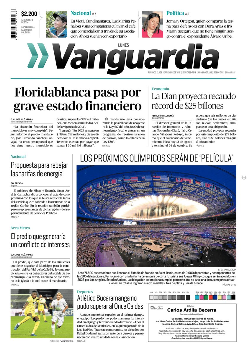 ¡Buenos días! #FelizLunes🌤️

Compartimos la portada de nuestra edición impresa📰

📲Siga conectado con las noticias locales, nacionales y del mundo en Vanguardia.com