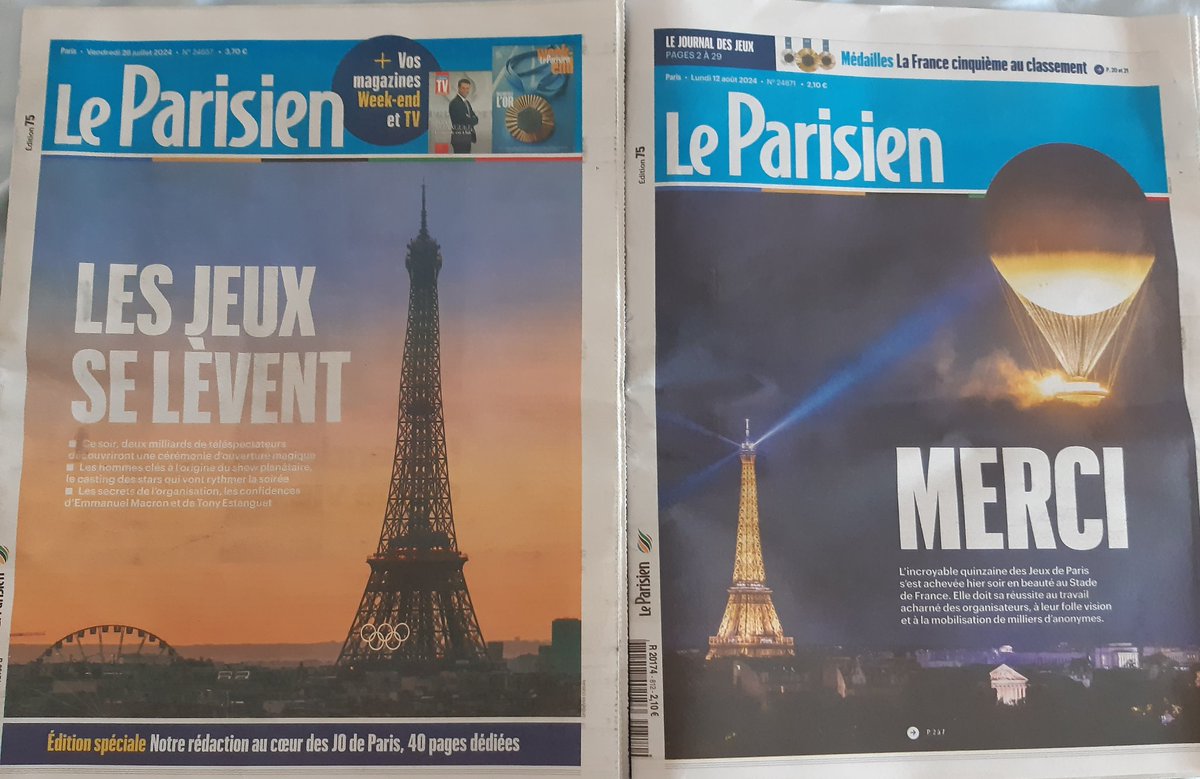 D'une Une à l'autre, du début à la fin, d'un vendredi à un dimanche. Une période magique au cœur de l'été. <a href="/le_Parisien/">Le Parisien</a>, un énorme collectif, sacré bloc équipe. Très très gratifiant d'en faire partie. Fini les Jeux mais il faudra toujours jouer.