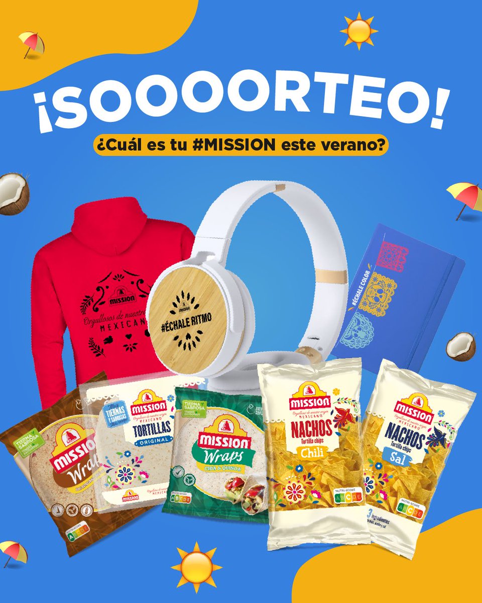 missionfoods_es's tweet image. ¡SOOOOOOORTEO! ☀️

¿Cuál es tu #MISSION este verano? 😎

La nuestra está muy clara, DISFRUTAR CADA MINUTO AL MÁXIMO EN BUENA COMPAÑÍA. 🤝

¿Qué mejor manera que ganando UNO de los tres packs Mission que sorteamos? ⬇️

➡️ Sigue estos sencillos pasos:

1. Síguenos: @…