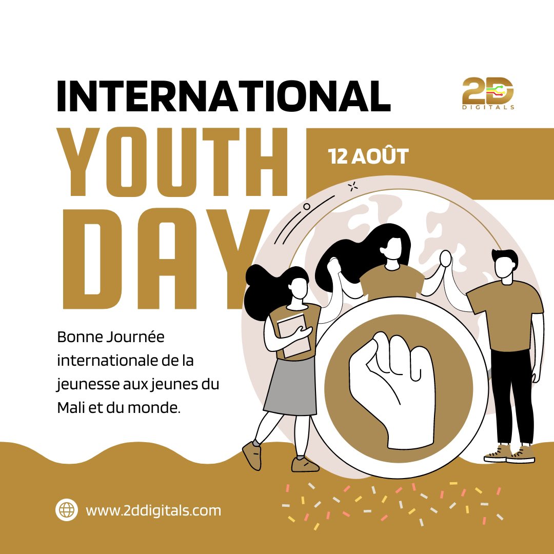 Bonne Journée Internationale de la Jeunesse à tous les jeunes du Mali et du monde entier !

Vous êtes les bâtisseurs de demain. N’ayez pas peur de rêver grand, d’oser, et de vous surpasser. Le monde a besoin de votre talent et de votre vision !

#YouthDay #Jeunesse #2ddigitals