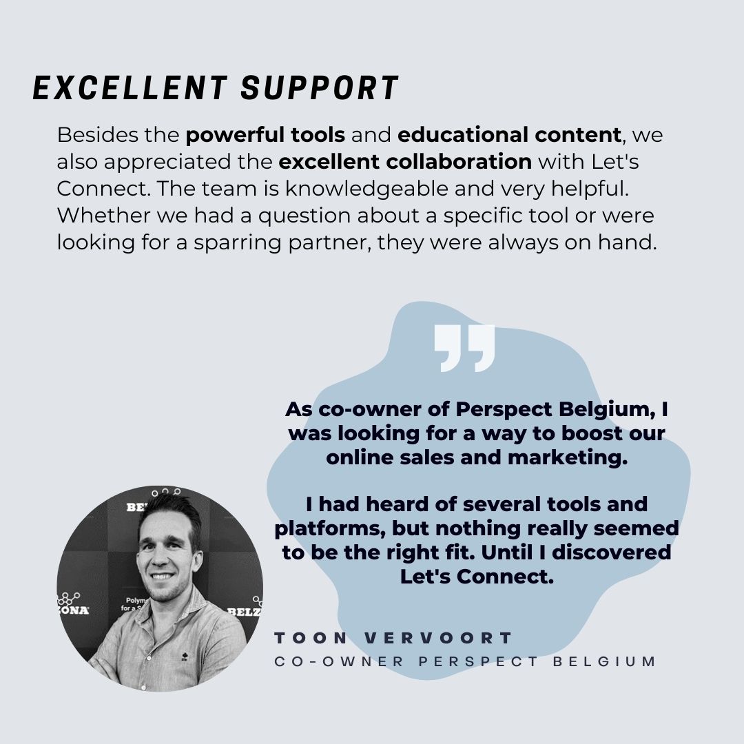 Letsconnect_be's tweet photo. A heartfelt thank you to Perspect Belgium for their great review! 🙏 We are proud that Let's Connect is a valuable partner in your online marketing and sales strategy. Here's to even more success! 🚀

#LetsConnect #onlinestrategies #togetherwegrow #customerappreciation https://t.co/OOAIMu44KN