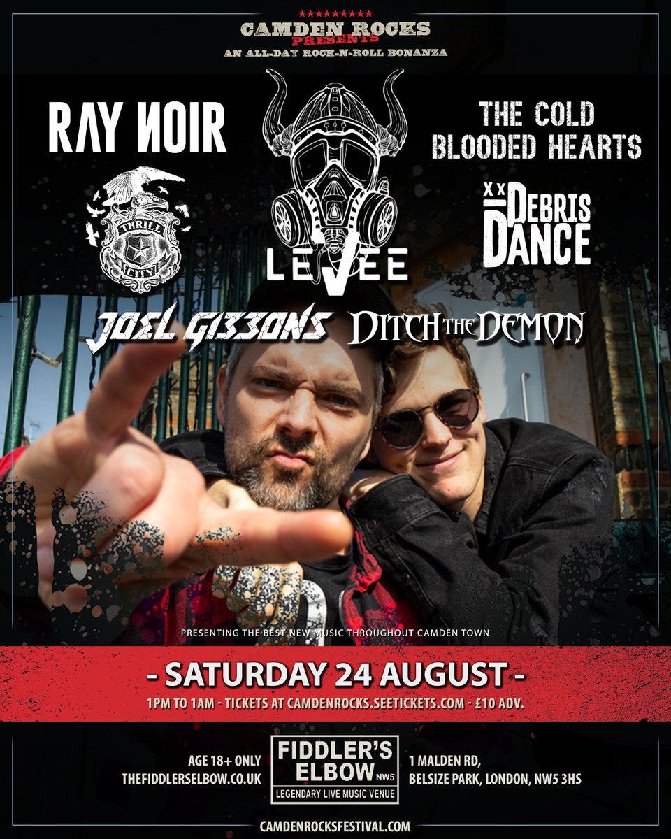 Camden Rocks Fest (@camdenrocksfest) on Twitter photo NEW SHOW ‼️ #CamdenRocks presents an all-day rock-n-roll bonanza featuring #Levee @RayNoirMusic & more live at <a href="/FiddlersCamden/">The Fiddlers Elbow</a> next Saturday 24th August.
TICKETS & BAND LINKS 🎟️ facebook.com/events/1834926…
With after party at <a href="/CamdenRocksClub/">Camden Rocks Club</a> <a href="/TheUnderworld/">The Underworld</a>! NEW SHOW ‼️ #CamdenRocks presents an all-day rock-n-roll bonanza featuring #Levee @RayNoirMusic & more live at <a href="/FiddlersCamden/">The Fiddlers Elbow</a> next Saturday 24th August.
TICKETS & BAND LINKS 🎟️ facebook.com/events/1834926…
With after party at <a href="/CamdenRocksClub/">Camden Rocks Club</a> <a href="/TheUnderworld/">The Underworld</a>!