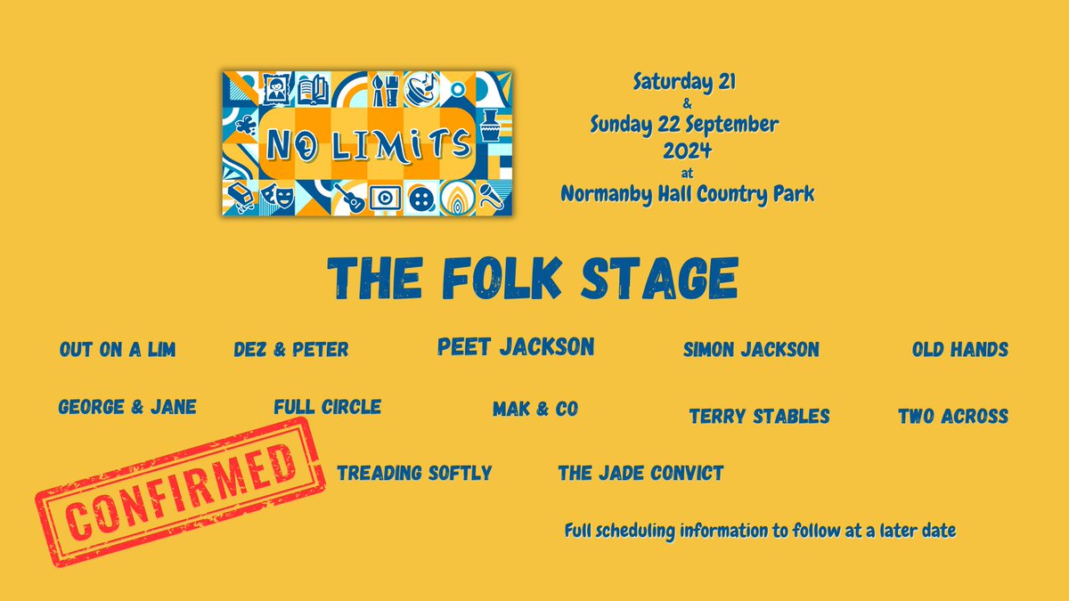 No Limits Festival (@nolimitsfest_) on Twitter photo The Folk Stage is back for 2024, with all these brilliant musicians performing at some point across the weekend!
Sit back, relax and enjoy! The Folk Stage is back for 2024, with all these brilliant musicians performing at some point across the weekend!
Sit back, relax and enjoy!