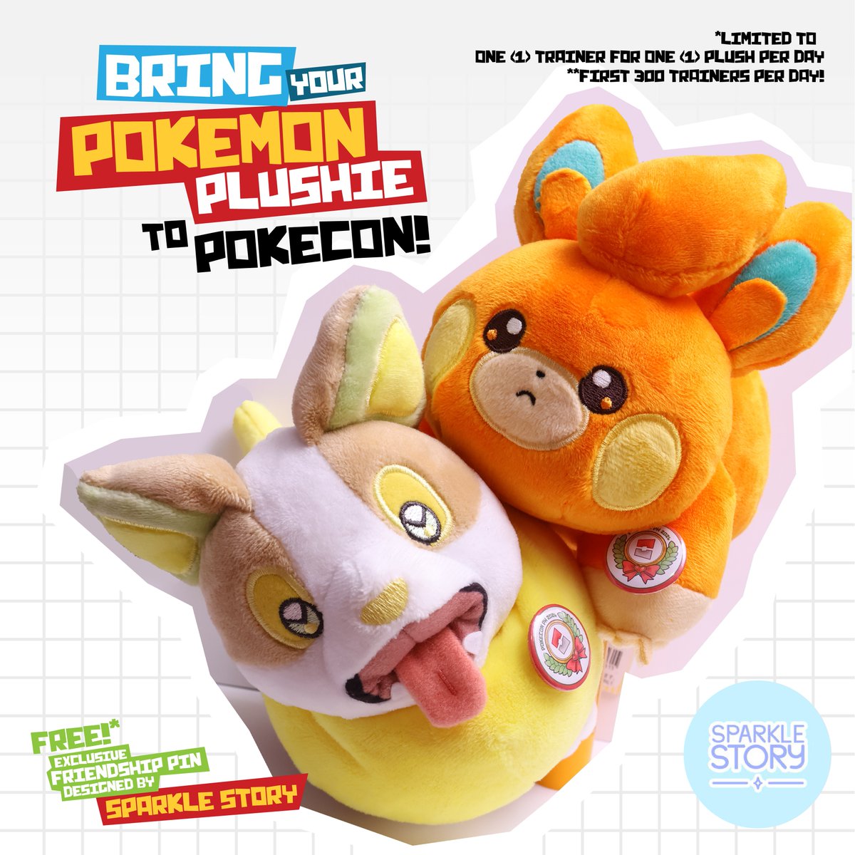 pokemonphgroup's tweet photo. BRING YOUR OWN PLUSHIES! 🧸

What's a Pokemon Trainer without a loyal Pokemon Partner? 💖

This PokeCon PH 2024, we invite Trainers to #BringYourOwnPlushie, and get a FREE exclusive Friendship Pin designed by Sparkle Story!  🎀

#PokeConPH2024 https://t.co/vceN2I1PMD