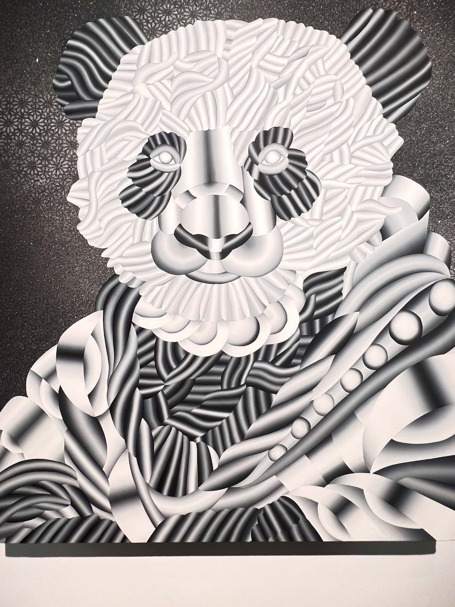 pothenyourbesty's tweet image. Found this whimsical masterpiece at today’s art exhibit! 🖼️ Its playful patterns and textures remind me of myself - intricate, complex, yet undeniably adorable. #ArtLover #SelfReflection #PatternedPerfection