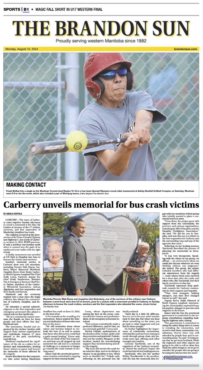 A big thank you to @PerryBergson and <a href="/thebrandonsun/">The Brandon Sun 🇨🇦</a> for all of the support. 

We loved seeing Frank on the front!!!