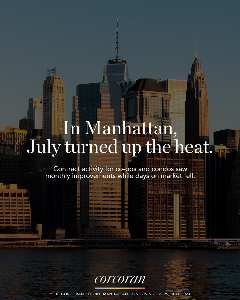 Check out Corcoran's July report on co-op and condo sales in Manhattan. 👉 bit.ly/4fBiban
