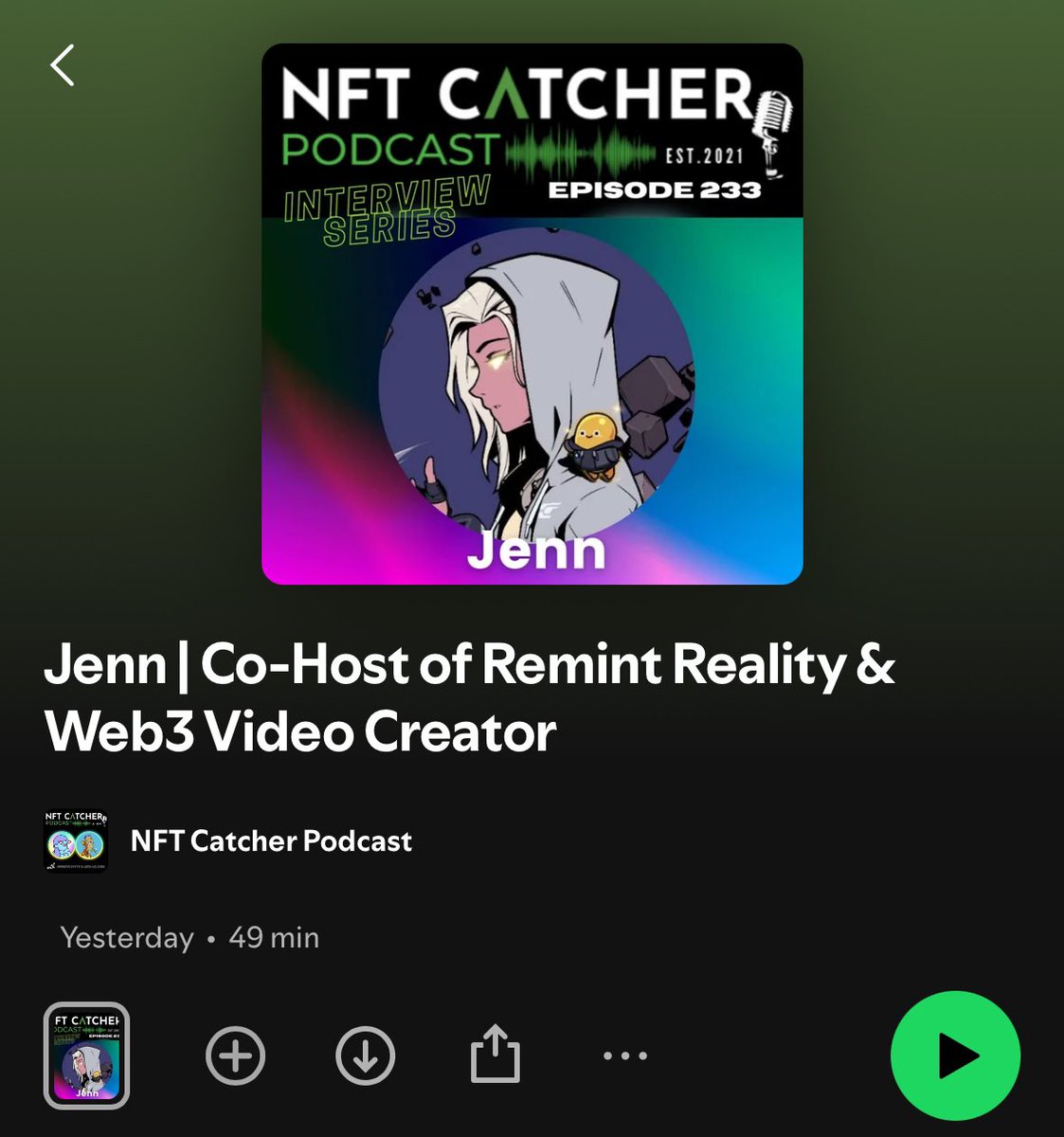 Really grateful to the <a href="/NFTCatcherPod/">NFT Catcher Podcast</a> team for having me for their latest episode! 

Always fun to riff and share thots ✨