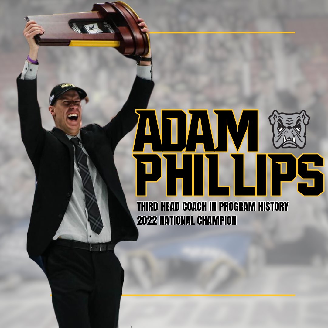 ACbulldoghockey's tweet image. Adam Phillips has been named our third head coach in program history!

Phillips served as AC during our 21-22 National Championship season as well as in 22-23 when we finished as national runners up!

Read more below ⬇️ 

tinyurl.com/277p9k6f