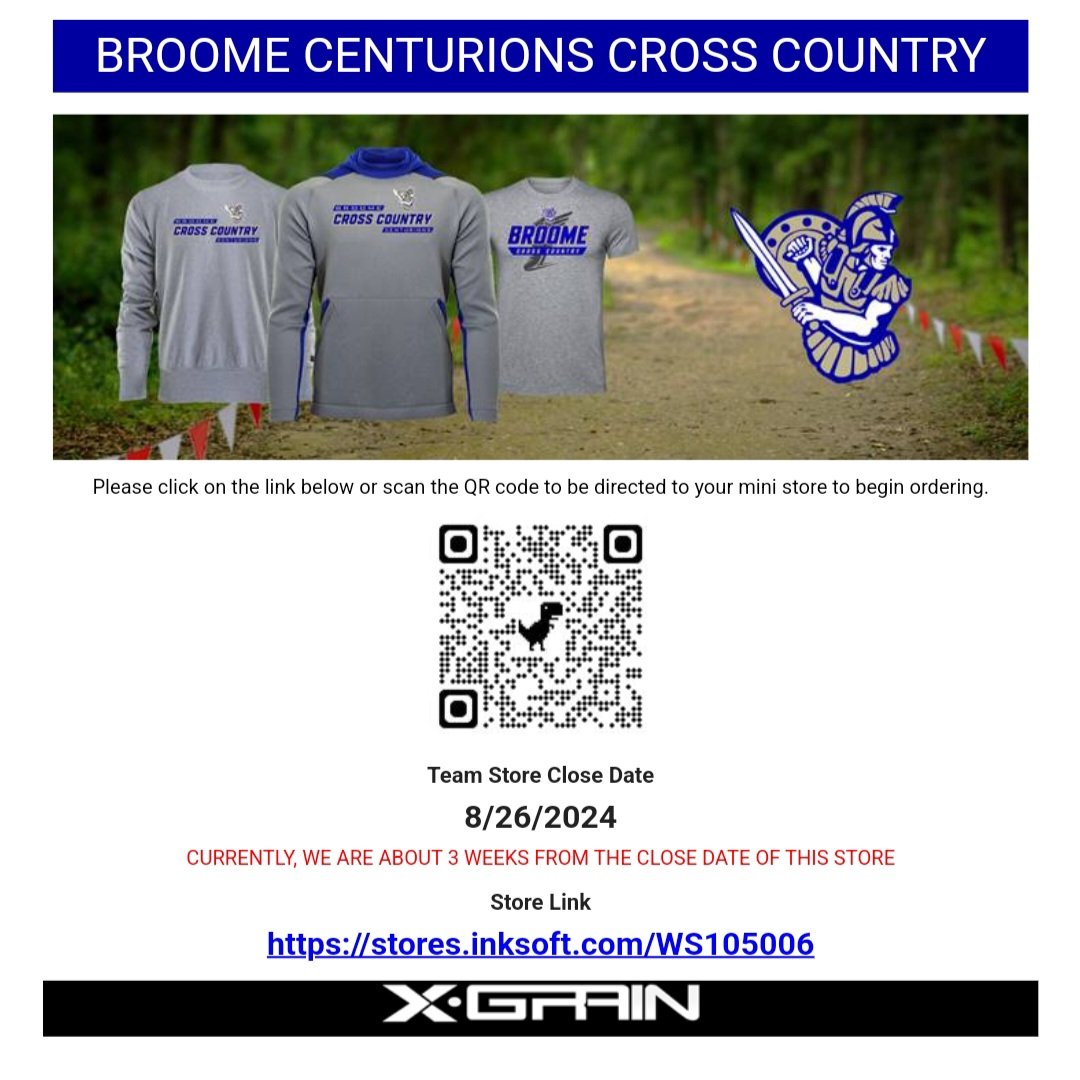Broome XC team store is now LIVE!  Click the link to purchase!!!  stores.inksoft.com/WS105006