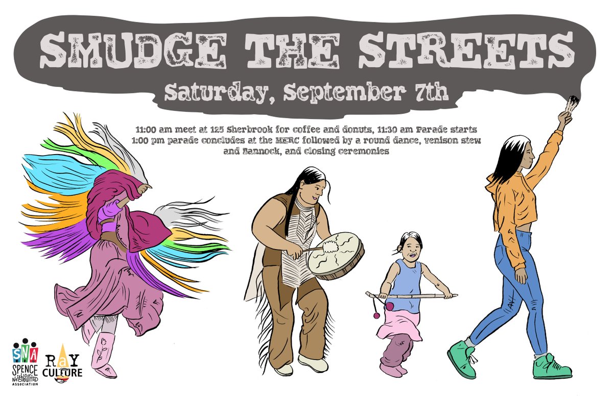 Join us as we Smudge the Streets! September 7th at 11:00 am we will depart from <a href="/RaYWinnipeg/">RaY Inc.</a> (125 Sherbrook) and conclude with a Round Dance and a Feast at 430 Langside! 
All are invited! Bring your family and friends! #Winnipeg #SmudgetheStreets #Smudging