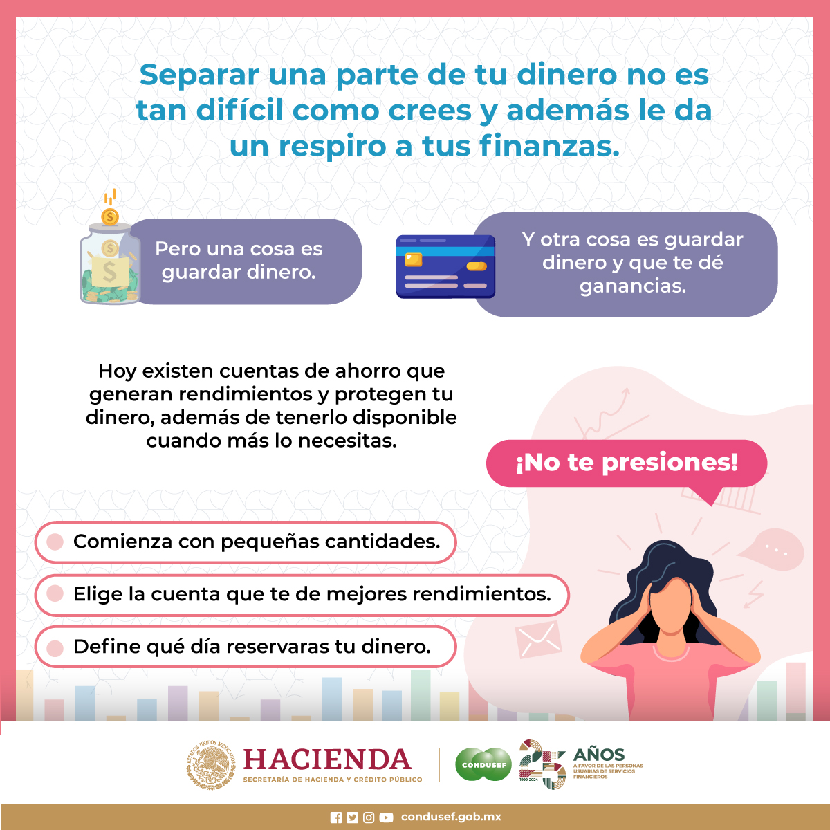 CondusefMX's tweet photo. Destina una parte de tu dinero al ahorro, dale un respiro a tus finanzas.

https://t.co/Pus6b7H6vS https://t.co/F4r9xkLsFH