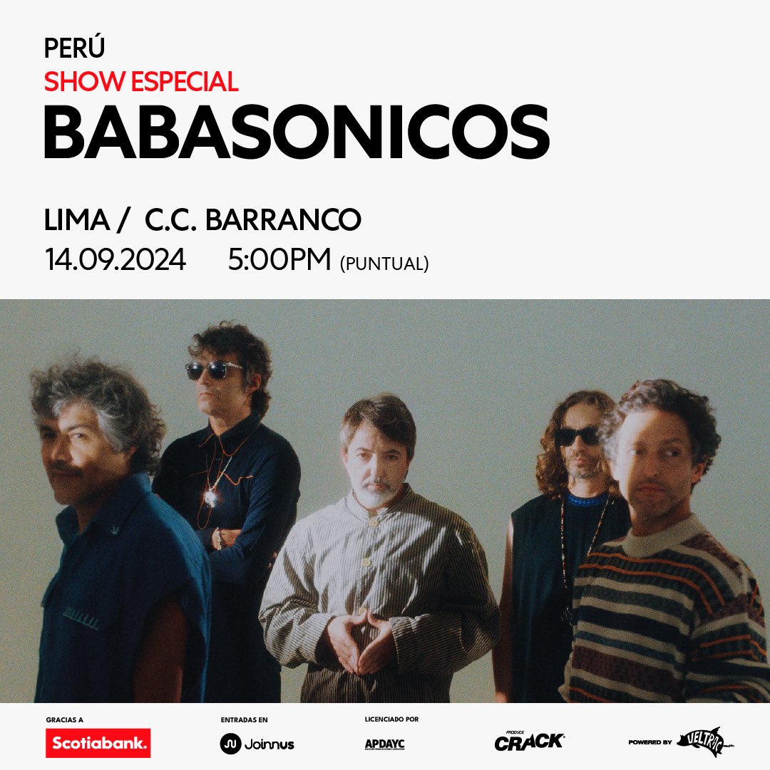 PERÚS
14.09.2024
LIMA

Entradas a la venta a partir del miércoles 14.08 a las 10AM - LIMA.