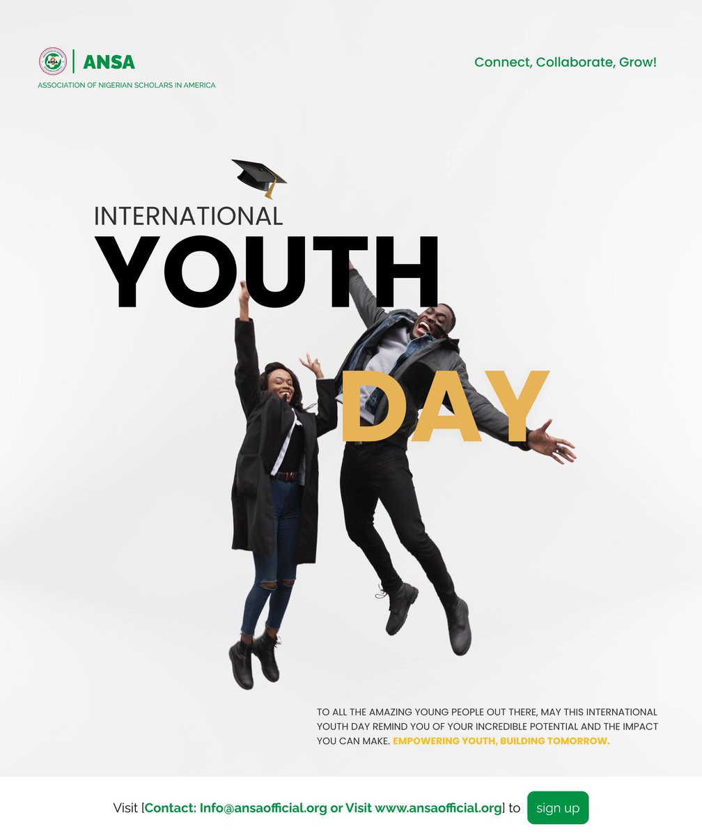 Official__ansa's tweet photo. Happy International Youth Day to all the amazing young people out there, may this international youth day remind you of your incredible potential and the impact you can make.

#ansa #iyd #internationalyouthday2024 https://t.co/dT24H7yU9u