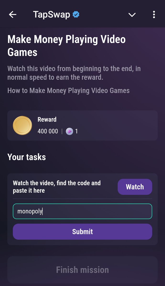 BEnosabata9058's tweet photo. #TAPSWAP_CINEMA_CODE
Fourth code for today
📅 August 12th
📽️Make Money Playing Video Games
Code➡️monopoly
Reward=> 400k 💰
Join Tapswap 👇👇
https://t.co/Fo3vLryBDY
Like ❤️, share 🔂 and follow for more.
#tapswap #hamsterkombat #Tapswapcode #cinemacode https://t.co/2owVOvJMz7