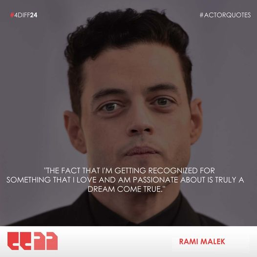 4D_FilmFest's tweet photo. "The fact that I'm getting recognized for something that I love and am passionate about is truly a dream come true." - Rami Malek 
#fdiff #fdiff24 #RamiMalek  #ActorQuotes #dailyquotes https://t.co/YQwRKSJw2o