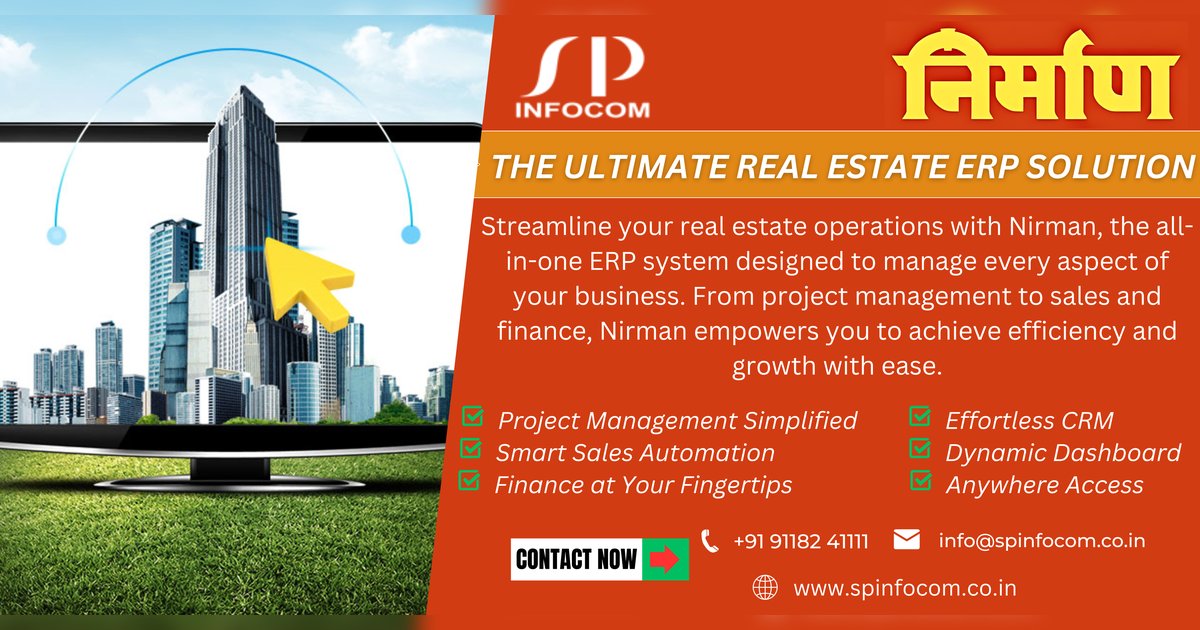 thespinfocom's tweet image. 🏢 Nirman: The All-in-One Real Estate ERP Solution 🏢

Elevate your real estate business to new heights with the power of Nirman!

#NirmanERP #RealEstateManagement #ProjectEfficiency #SalesAutomation #BusinessGrowth #RealEstateSuccess