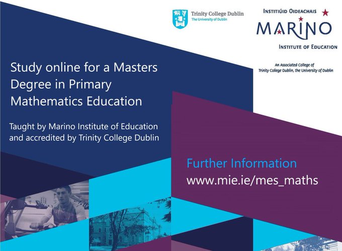 Looking forward to welcoming a new cohort to the MES in Primary Mathematics Education in a few weeks.  mie.ie/mes_maths
✅️Fully online
✅️ Evening classes
✅️ Accredited by Trinity College Dublin
✅️ Vibrant learning community 
✅️ Late applications accepted