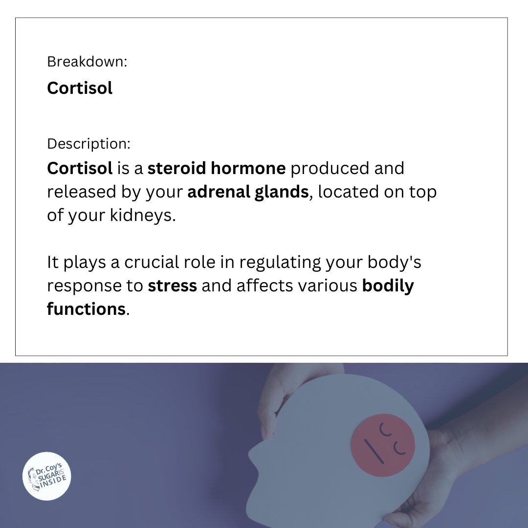 Intell_Sugar's tweet photo. Cortisol, produced by your adrenal glands on top of your kidneys, is essential for regulating your body's response to stress and many other functions: https://t.co/eZb5QScy8s