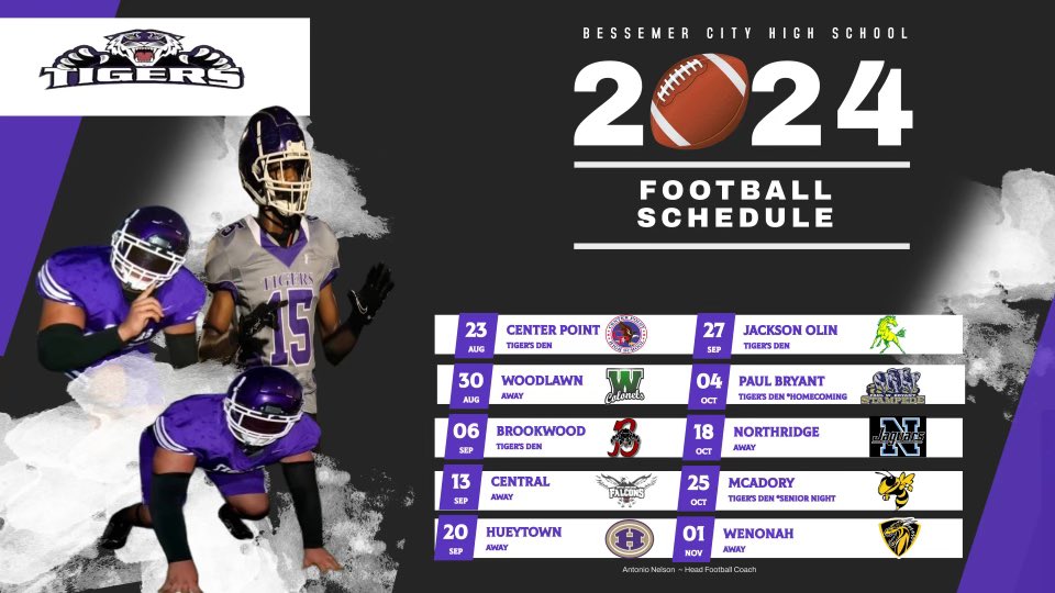 bessemer_city's tweet photo. 🚨🚨🚨 The kickoff to our 2024 season is 10 days away , are you ready to see our Purple Tigers back in action? 🐅🐅 #PurpleTigers #BigBessemer https://t.co/CsL6jxUlzt