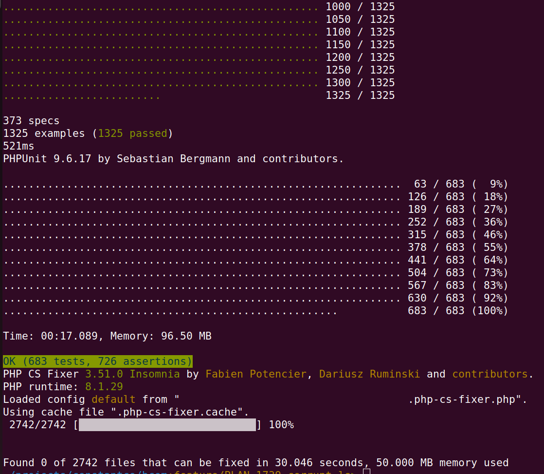 LoicFaugeron's tweet photo. I've found this 2017 tweet of mine, showing the results of the #phpspec / #PHPUnit testsuite.

I thought it'd be interesting to compare it to its future self from 2024.

https://t.co/5HBeHMrvwb https://t.co/Eve6mKV5AU
