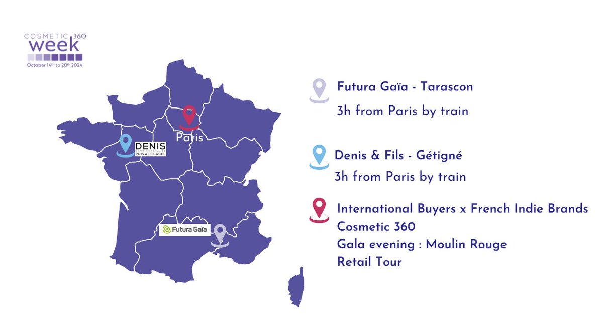 [Cosmetic 360 Week 2024 - Programm 📅 ]

Discover this week's program dedicated to the perfumery-cosmetics sector organized by Cosmetic Valley. 💄
This year, two companies are opening their doors to the general public : Futura Gaïa and DENIS

Register ➡️lnkd.in/e2q43PEh
