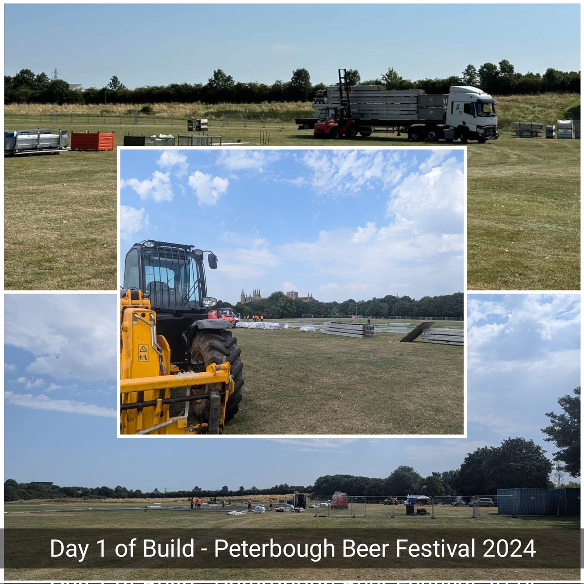 BoroBeerFest's tweet photo. What a scorcher of a day to start building the UK's biggest beer festival ☀️

And what a wonderful sight on The Embankment with volunteers getting ready to host Peterborough Beer Festival. 

Don't forget, you can buy tickets in advance for quicker entry
https://t.co/VJJ5z9VvT1 https://t.co/iZtPqXHX19