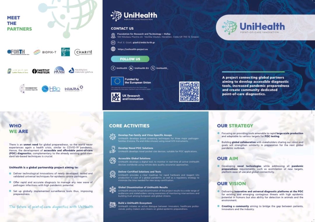 UniHealth_'s tweet photo. 🥁 Breaking News: @UniHealth_ flyer has landed! 🚀🌍
📑It is part of the dissemination material we've created to help spread the word about the @UniHealth_ project and serve ;) as a companion with a roll-up at future events. 
#unihealth #POCdiagnostics #ivdr #globalpartnership https://t.co/rUYSOpDoR9