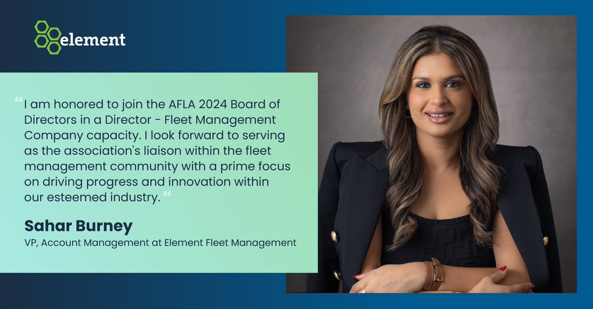 for_ever_21's tweet photo. 🎉 We're proud to share that Sahar Burney has been elected to the AFLA Board of Directors as Director of Fleet Management Company! 🚗 This role will enhance our engagement and visibility within the fleet management community over the next two years.  👏✨ https://t.co/TA6ukRPhIV