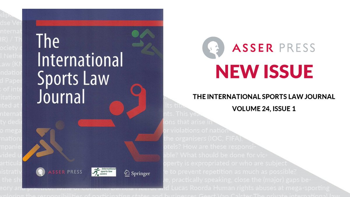 📚 New issue alert! The latest issue of the #ISLJ is out with two #openaccess articles! Explore topics like the evolving sports law landscape, concussion litigation in Rugby Union, and the complex link between sport and political neutrality.

👉Read more: link.springer.com/journal/40318/…