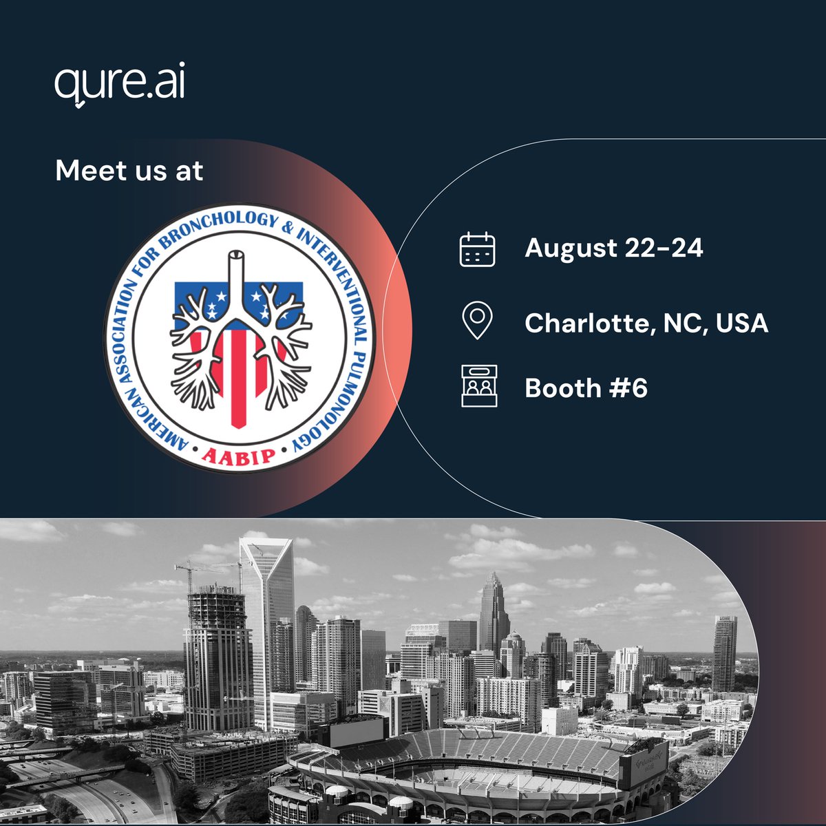 AABIP ahoy! 🙌 Meet with the <a href="/qure_ai/">Qure.ai</a> team at <a href="/AAB_IP/">AABIP</a> #AABIP2024, August 22-24, Charlotte, NC, USA.

Drop past our booth number 06 for demos, discussion and debate on how #AI can pack a punch in #pulmonology!

<a href="/bhargavaiitb/">Bhargava Reddy</a> <a href="/preethamssp/">Preetham Putha</a> <a href="/ssshahmd/">Samir S Shah, MD MMM FACR</a> <a href="/NateHunter10/">Nate Hunter</a> <a href="/SanyaChawla13/">Sanya Chawla</a>