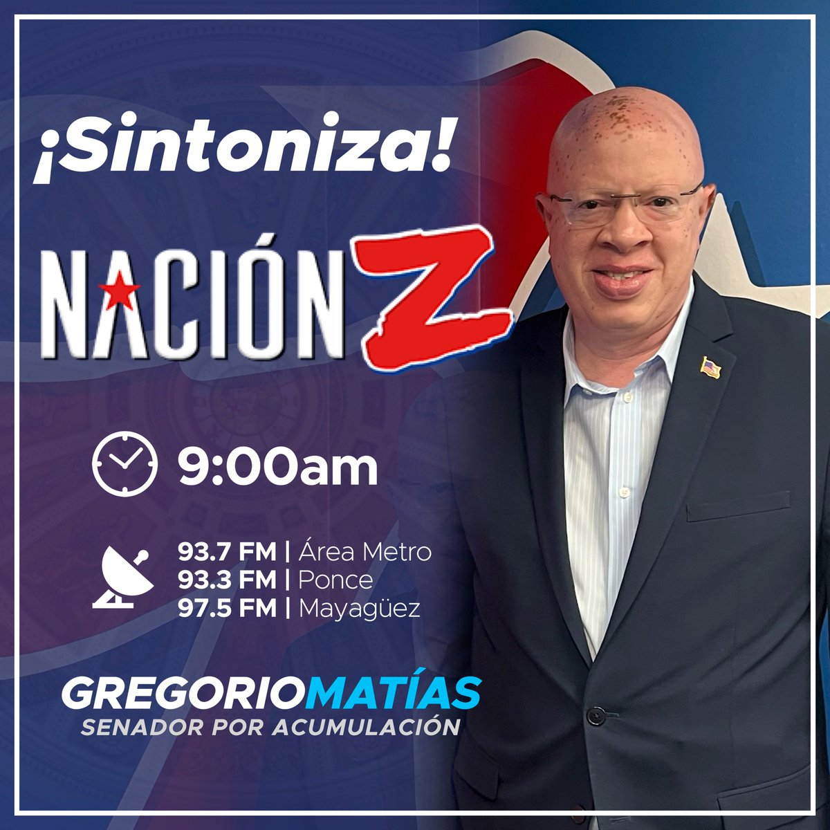 9:00AM | Sintoniza <a href="/NacionZ937/">Nación Z</a> por <a href="/zeta93fm/">Zeta 93.7 FM</a> <a href="/LcdoEddie/">LCDO EDDIE LÓPEZ SERRANO</a> <a href="/AnthonyMaceira/">Anthony O. Maceira Zayas</a>