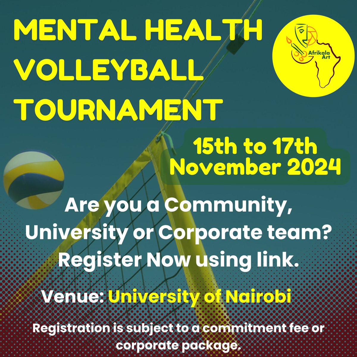 🏆 Register Now for the Mental Health Sports Tournaments! Click the link below 👇 

linktr.ee/Afrikalaart
 
Are you ready to make a difference on and off the field? We're calling all community, university, and corporate teams to join us in promoting mental wellness #FootballKE