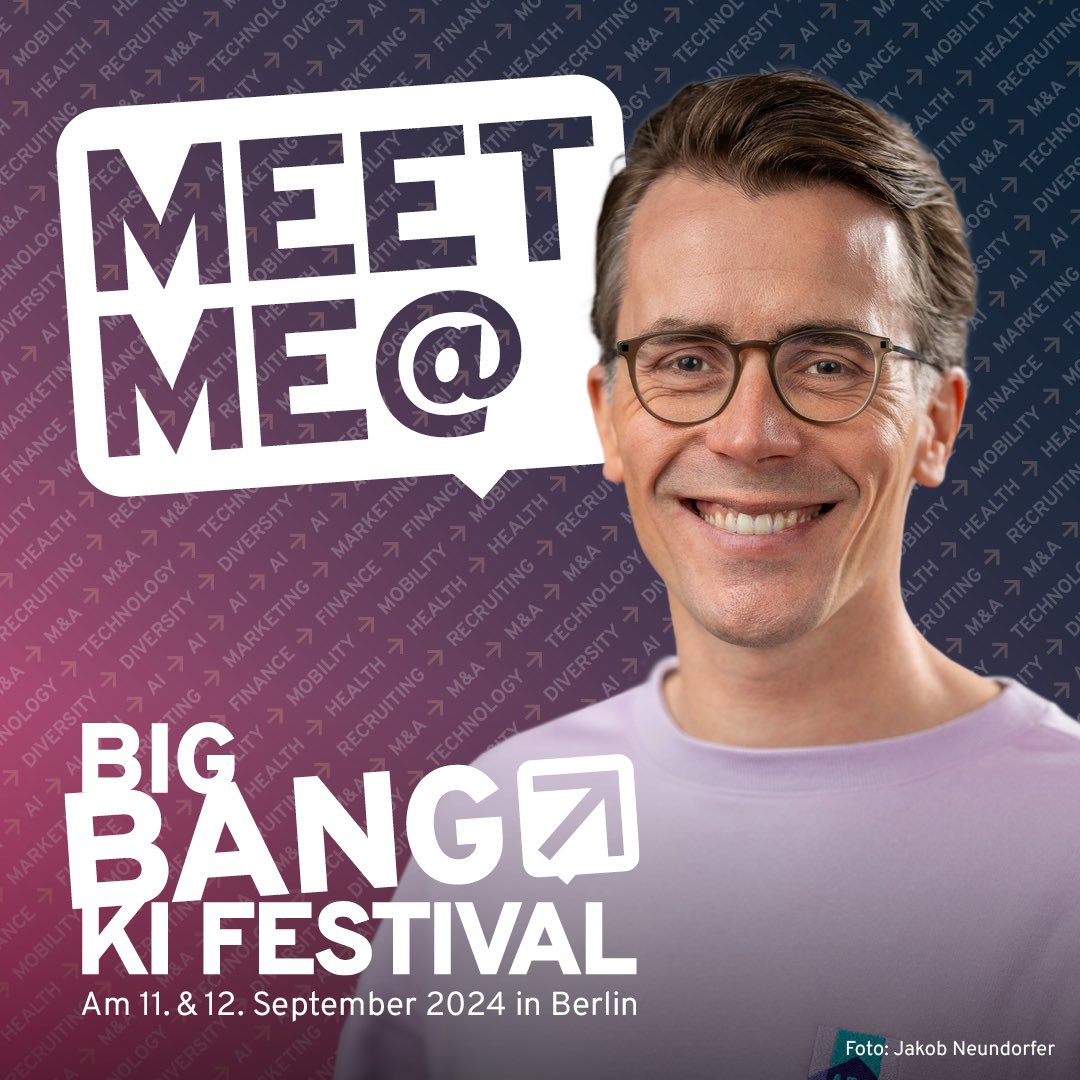 Ich freue mich sehr, als Speaker beim BIG BANG KI FESTIVAL am 11. und 12. September in Berlin dabei zu sein!
In zwei Tagen treffen sich über 6.000 Gäste auf vier Bühnen mit über 150 Speakerinnen und Speakern. 

<a href="/dmatusiewicz/">Prof. Dr. David Matusiewicz</a>