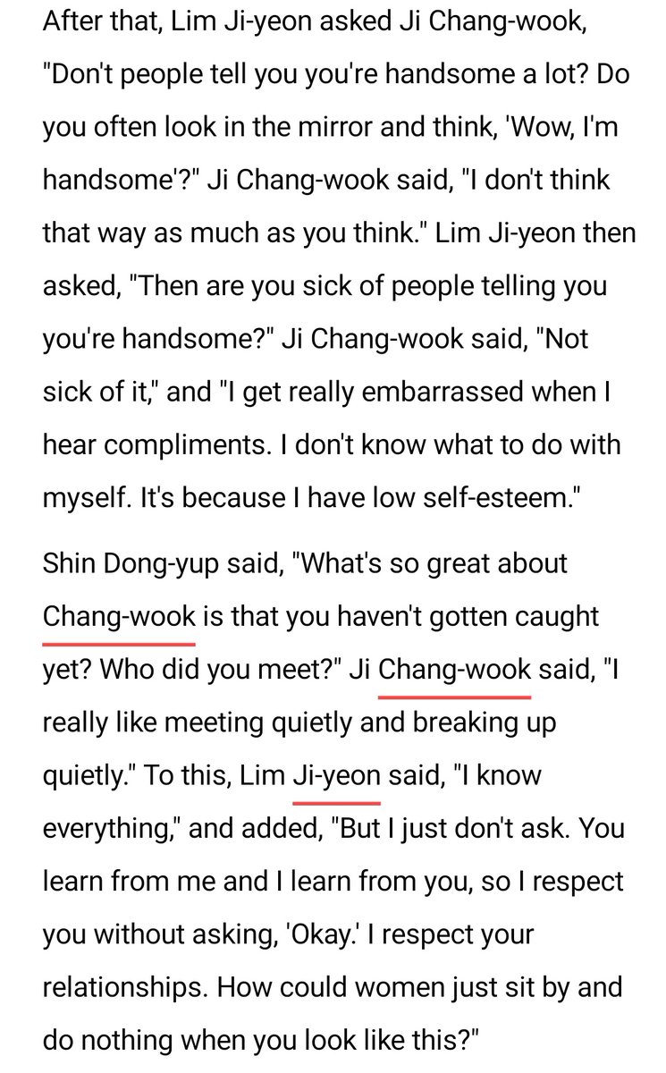 changwook_jiwon's tweet photo. "What's so great about #jichangwook is that you haven't gotten caught yet? Who did you date?"JCW :"I really like meeting quietly and breaking up quietly."#LimJiyeon said, "I know everything,But I just don't ask. How could women just sit by and do nothing when you look like this?" https://t.co/TBxAX1wJfz